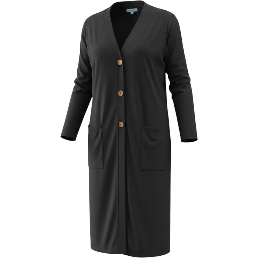 Soft & Cozy Black Loungewear Bamboo Rayon Longline Duster Cardigan Pockets 2X